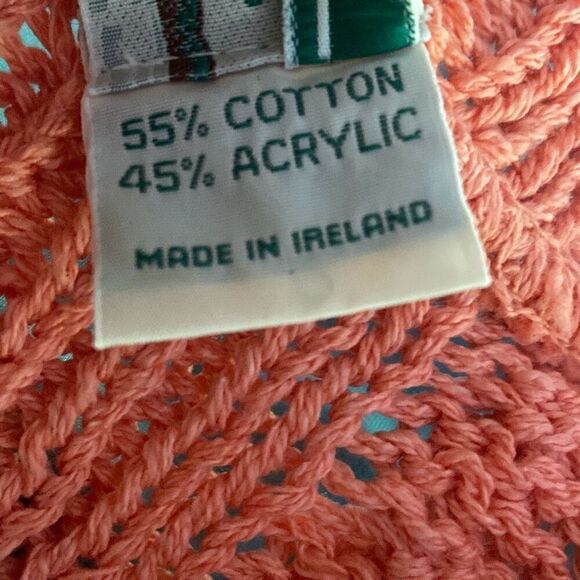 Aran Crafts cable knit fisherman sweater women’s size large peach color crewneck - Picture 6 of 9